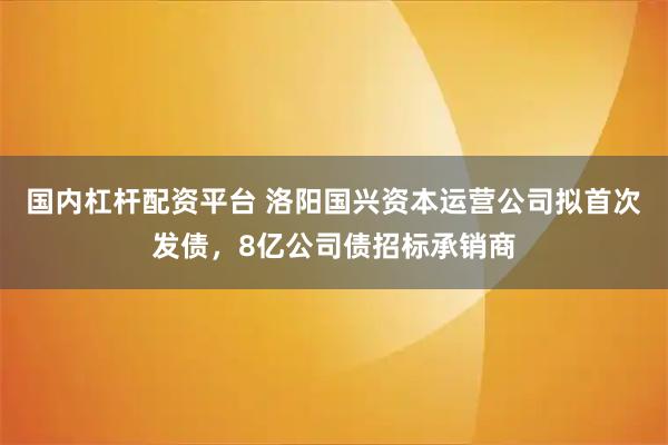 国内杠杆配资平台 洛阳国兴资本运营公司拟首次发债,8亿公司债招标承销商